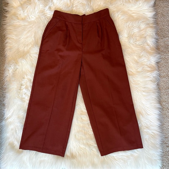 NWT Nine West Chestnut Lined Double Breasted Blazer & Cropped Wide Pants Suit - Picture 3 of 16